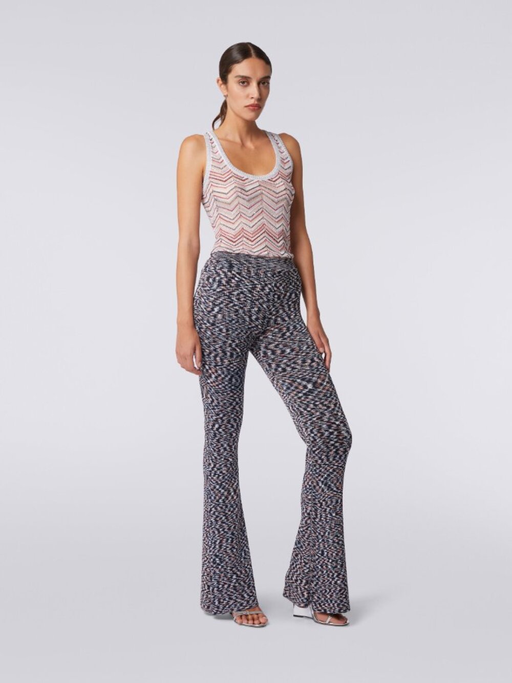 NWT Missoni Blue Slub Motif Flared Trousers IT 42 Made in Italy $1460